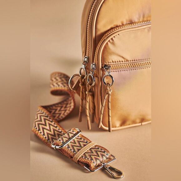 Anthropologie x Urban Originals Convertible Sling Backpack Tan Aztec Boho Chic main image 6